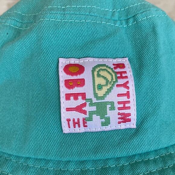 OBEY Rhythm Flat Top Bucket Hat Mint & White Unisex - Picture 3 of 8